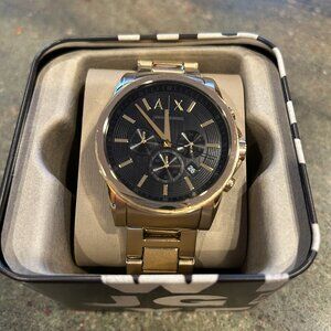 Armani Exchange Men's Watch AX285 Chronograph Black Dial Gold Steel